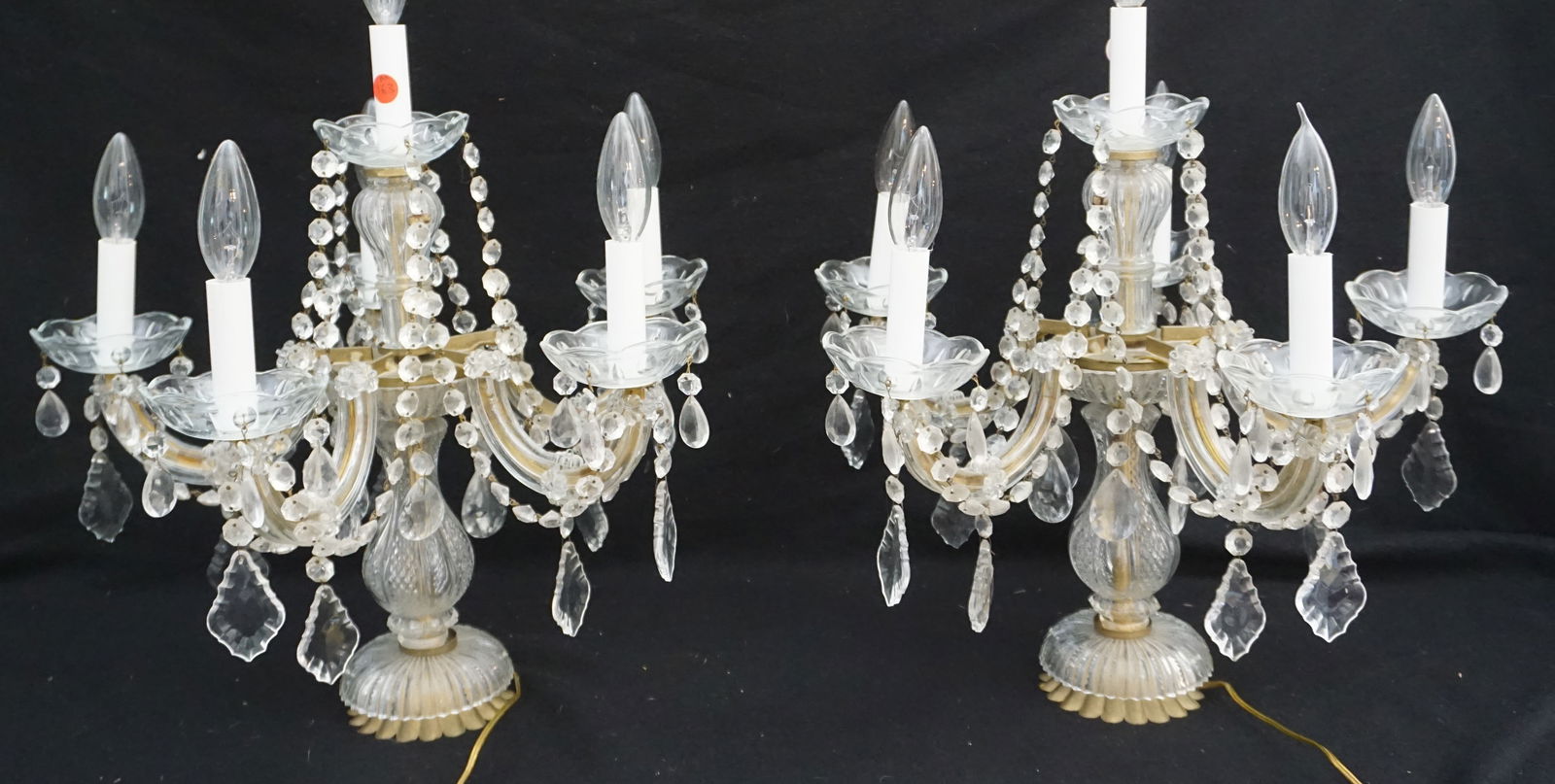 PAIR CRYSTAL CANDELABRA LIGHTS (1 of 8)