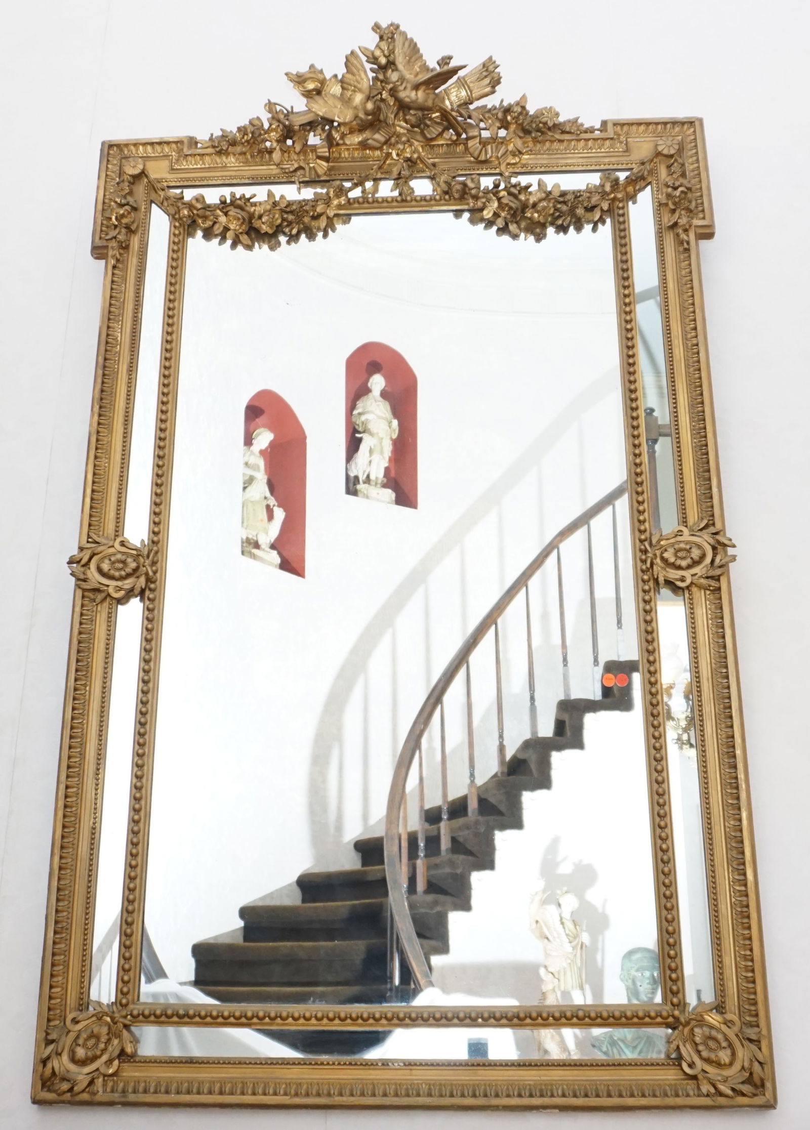 ANTIQUE ELABORATE GILT FRAME MIRROR (1 of 6)