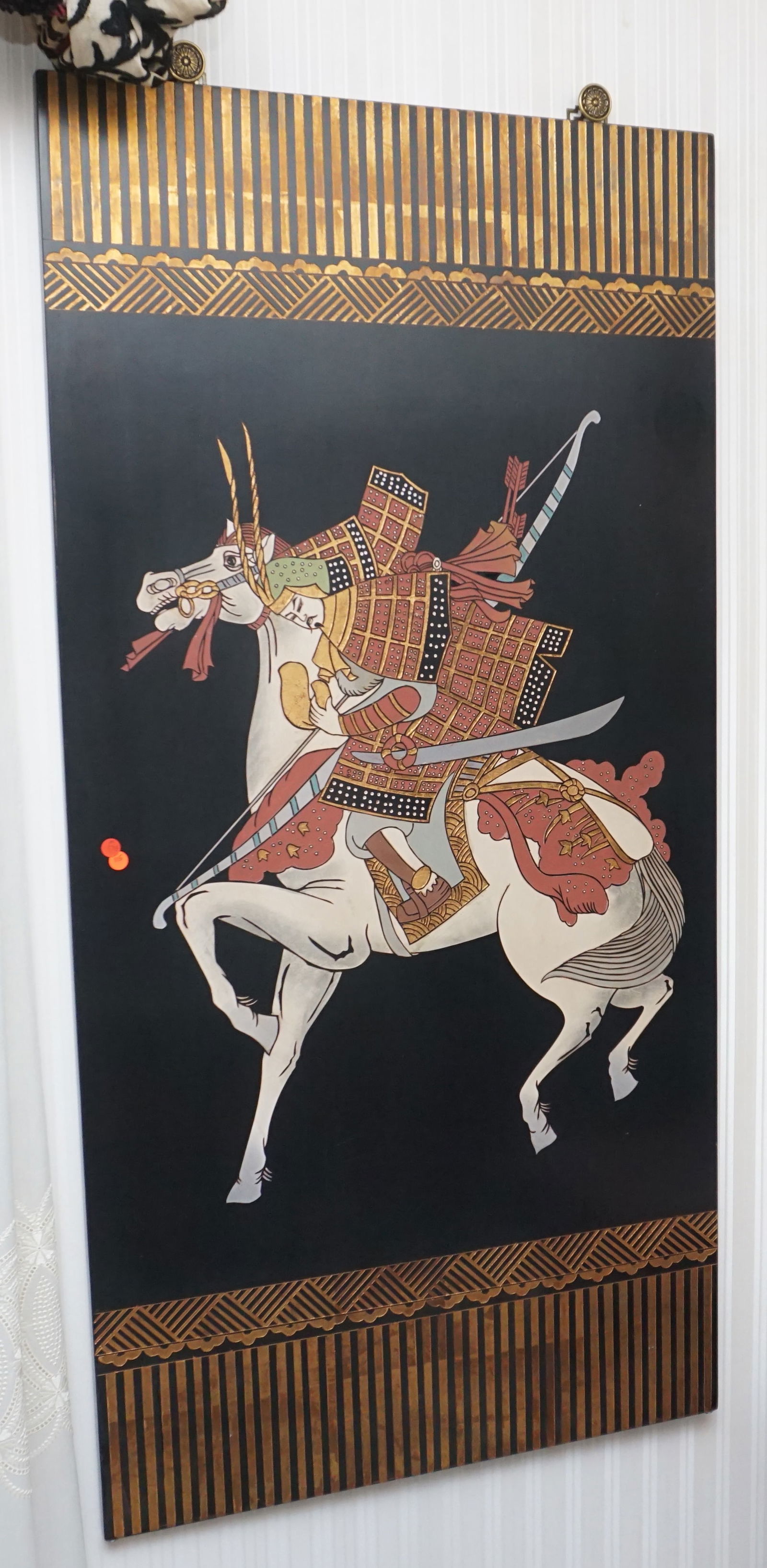 VINTAGE CARVED RELIEF JAPANESE WARRIOR ON HORSE (1 of 4)