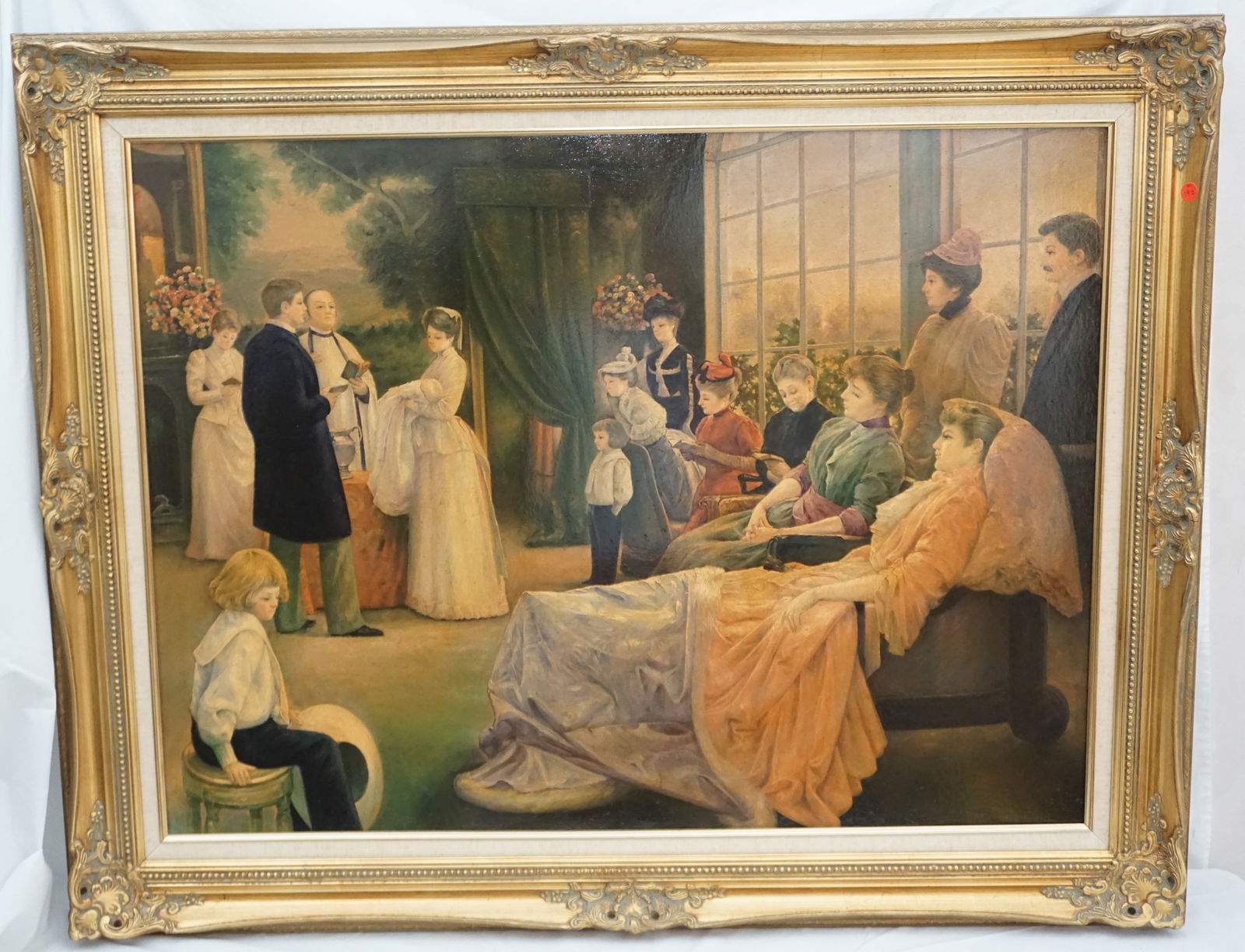 LARGE VICTORIAN ERA OIL ON CANVAS IN GUILDWOOD FRAME (1 of 6)