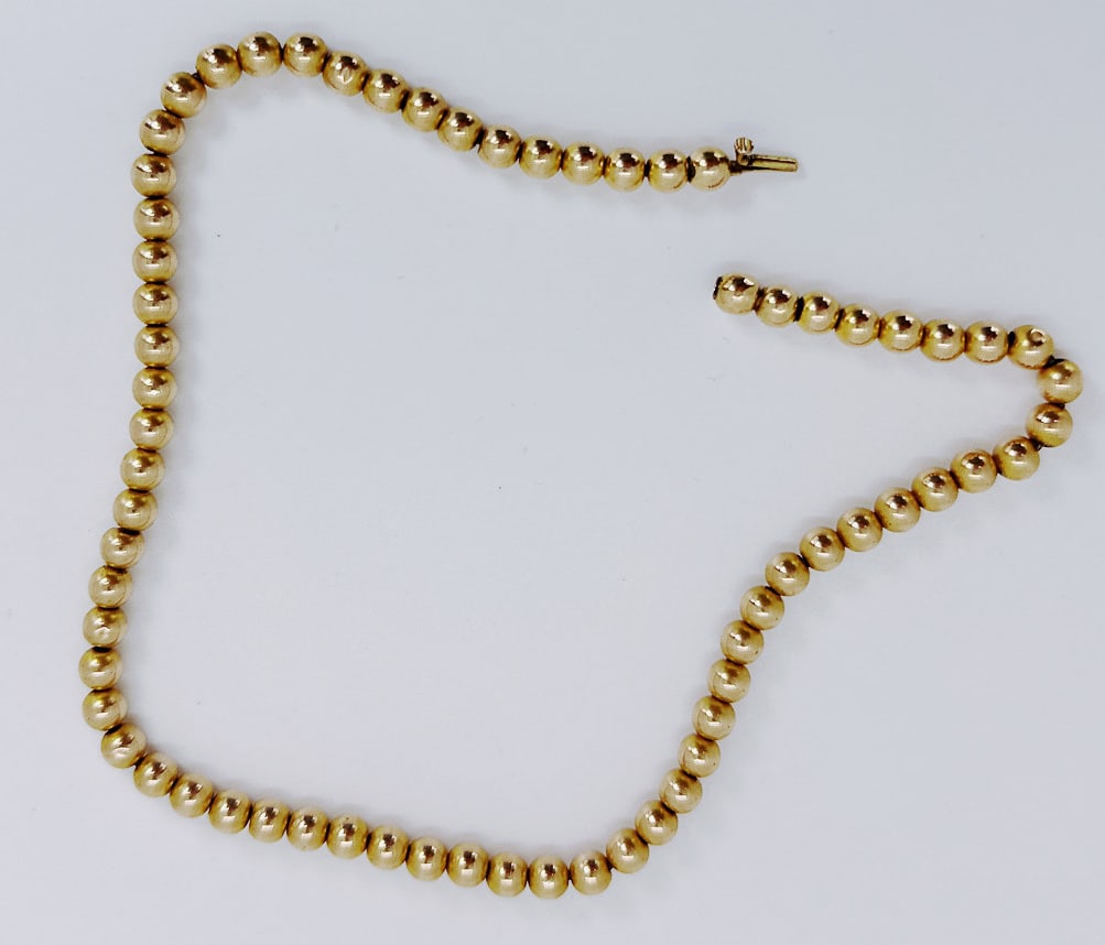 14KT GOLD ROUND BALL NECKLACE, 13.75" (1 of 3)