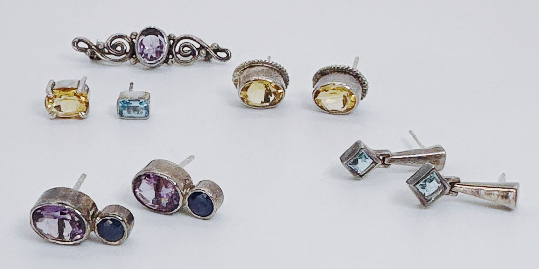 9PC GEMSTONE STERLING SILVER JEWELRY SET (1 of 8)