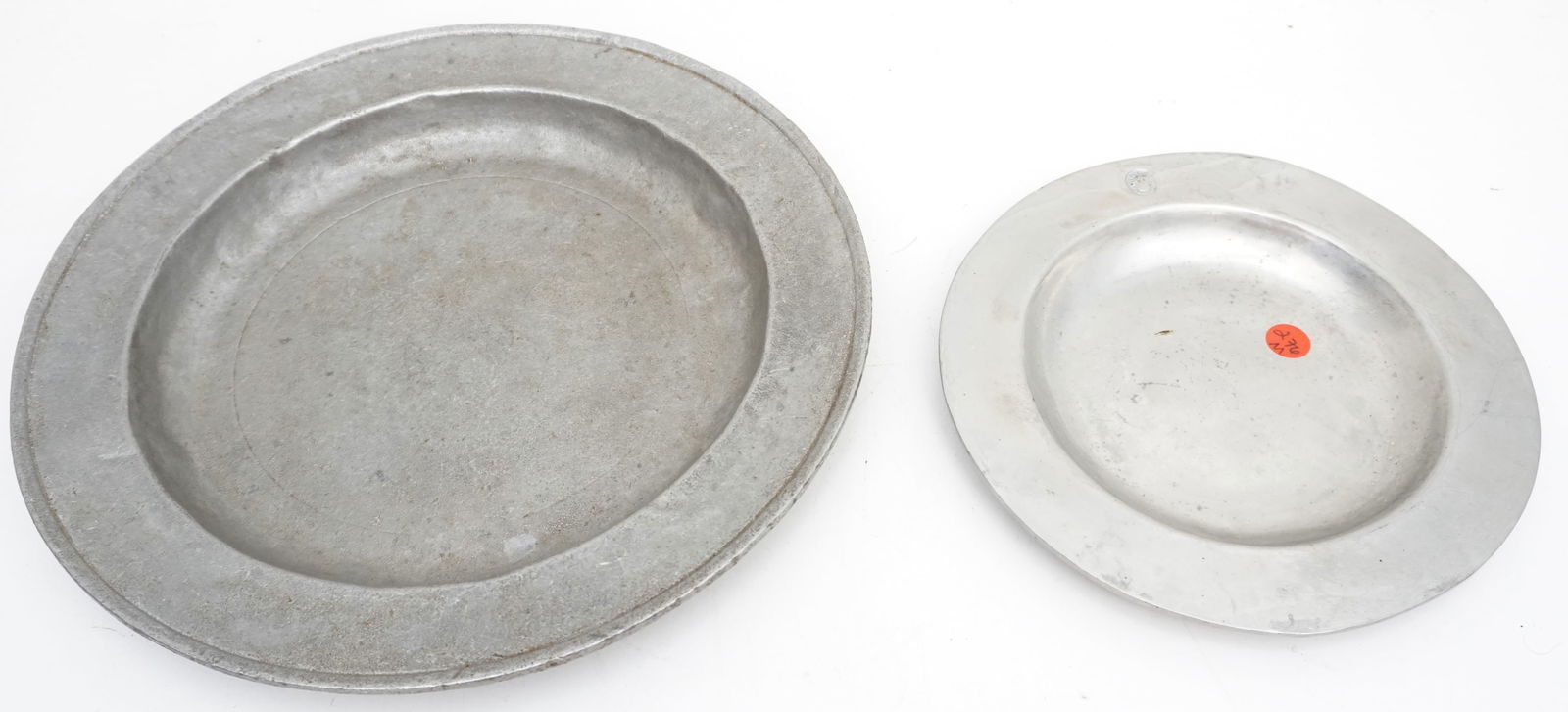 TWO PEWTER PLATES (1 of 6)