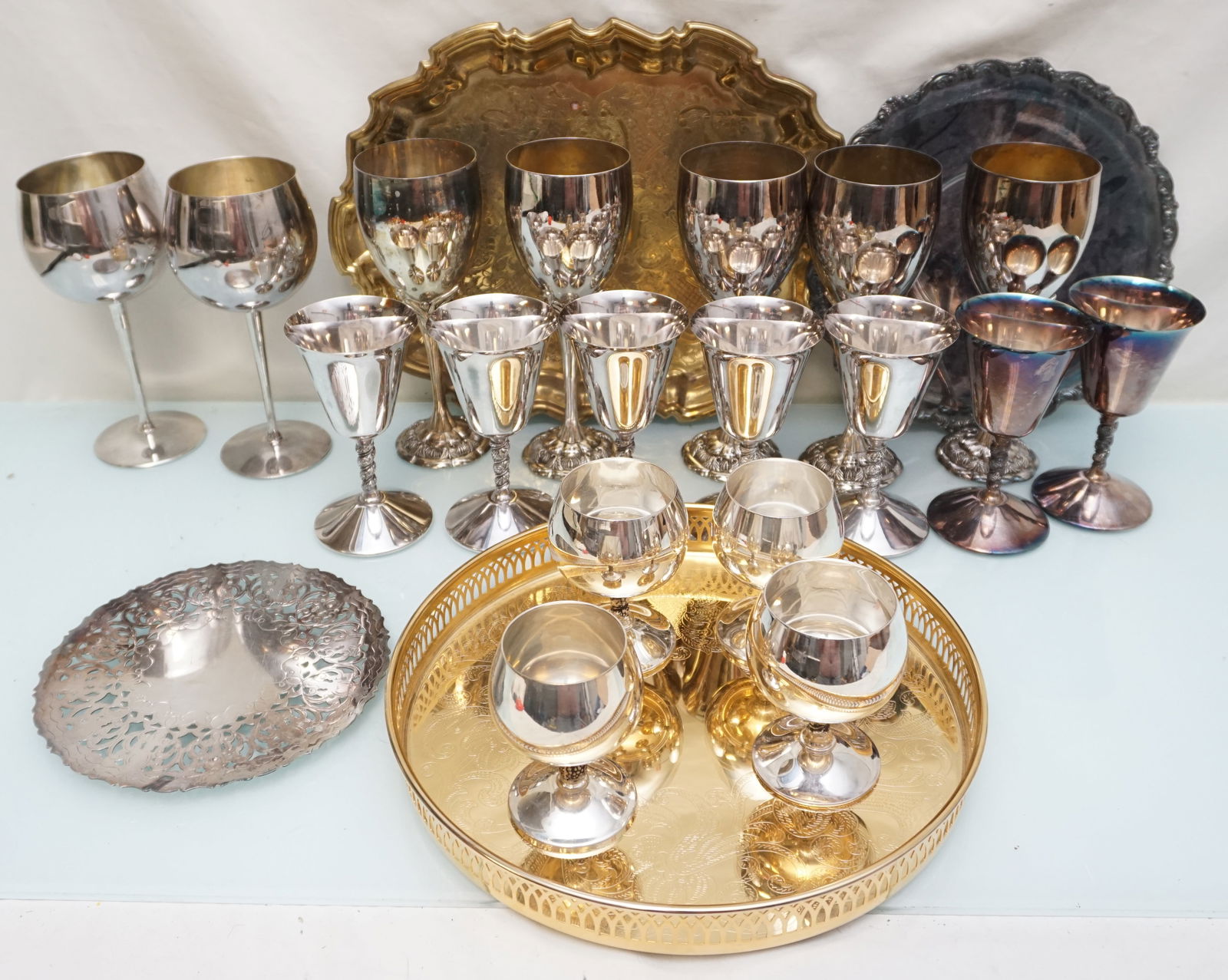 LARGE COLLECTION SILVER PLATE WINES & MORE (1 of 7)