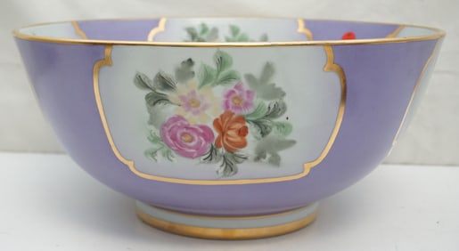 LARGE LAVANDER & FLORAL PORCELAIN BOWL
