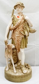 CERAMIC STATUE OF MAN WITH HUNTING DOG