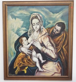 LARGE OIL ON CANVAS RELIGIOUS SCENE