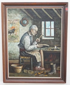 VINTAGE OIL ON CANVAS SPANISH COBBLER