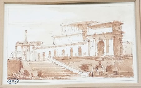 ANTIQUE SEPIA WATERCOLOR- EUROPE