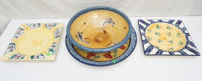 4PC HAND PAINTED CERAMIC PIECES