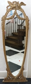 FULL LENGTH ELABORATELY CARVED GUILD WOOD TEARDROP MIRROR