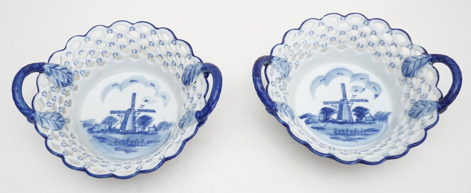 BLUE AND WHITE PORCELAIN BASKETS WITH WINDMILL ARTWORK (1 of 5)