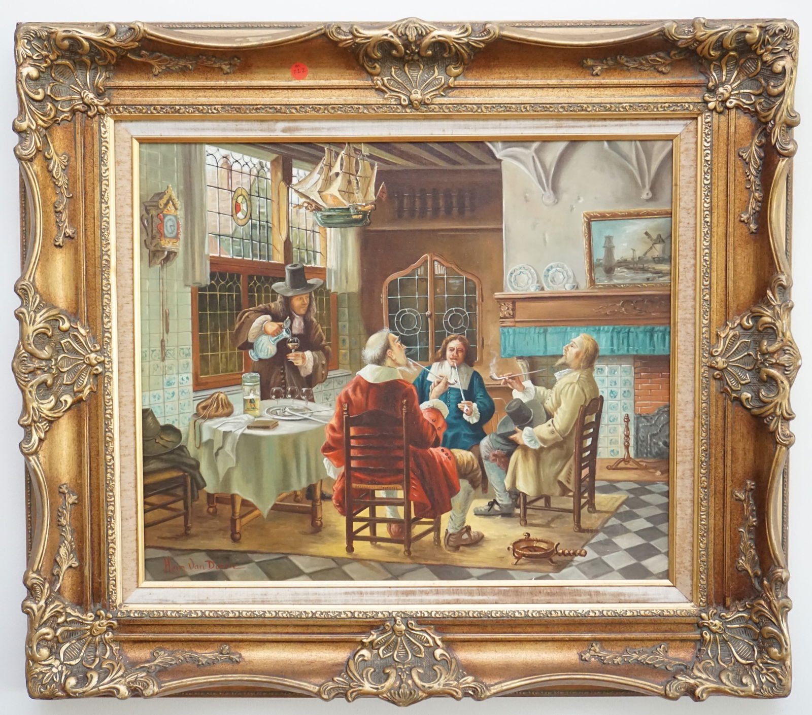 Signed Oil Painting Of Bavarian Man Smoking Pipe Signed Oil Painting Of Bavarian Man Smoking Pipe