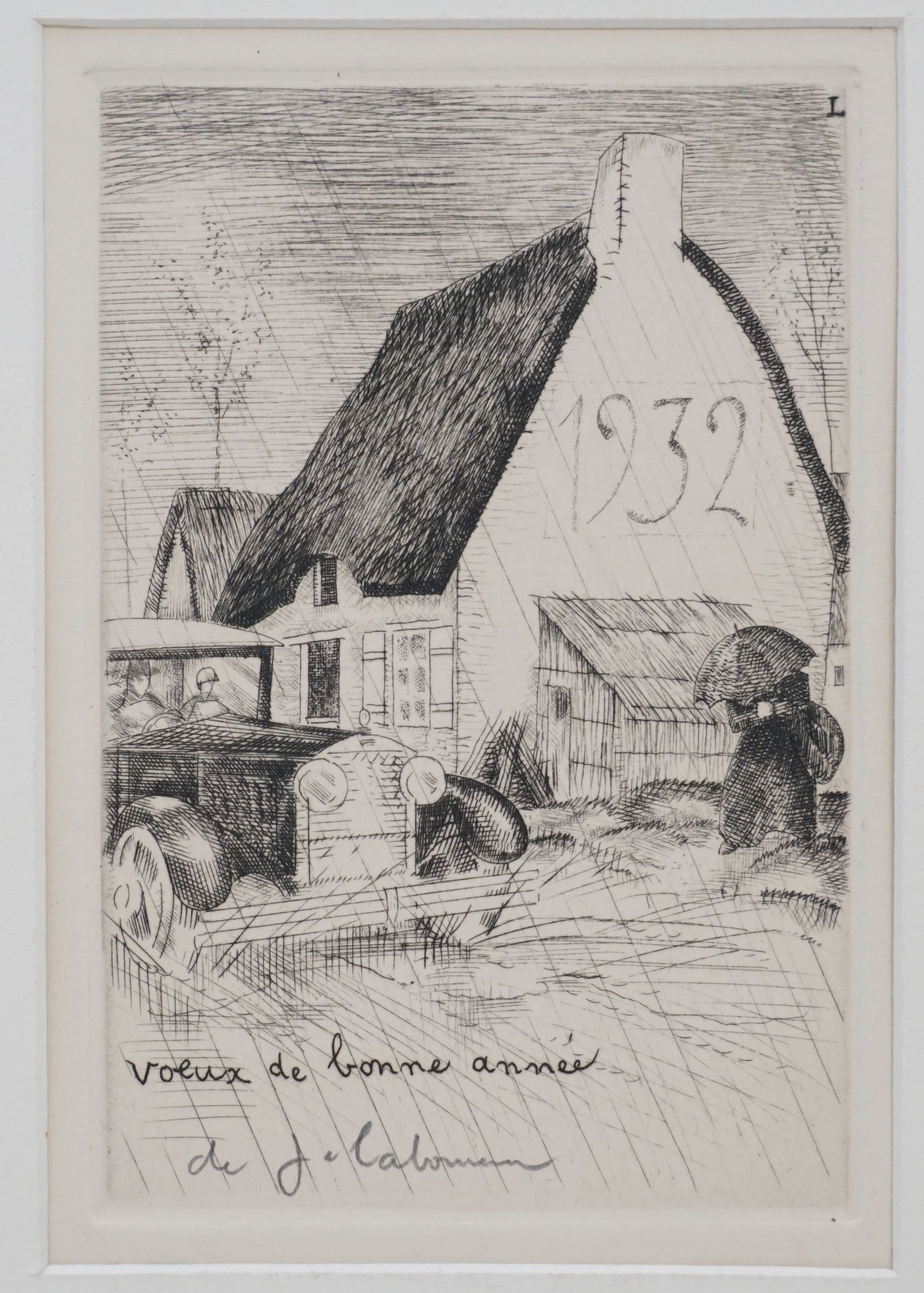 "L'AUTO SOUS LA PLUIE" ETCHING BY LABOUREUR (1 of 5)