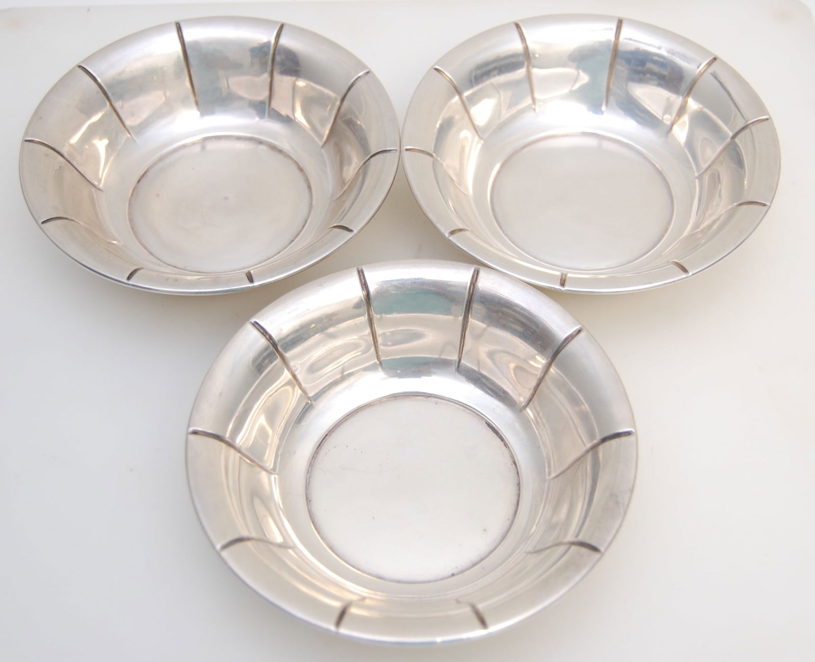 3PC PREISNER STERLING SILVER FLUTED BOWLS- 182G (1 of 6)