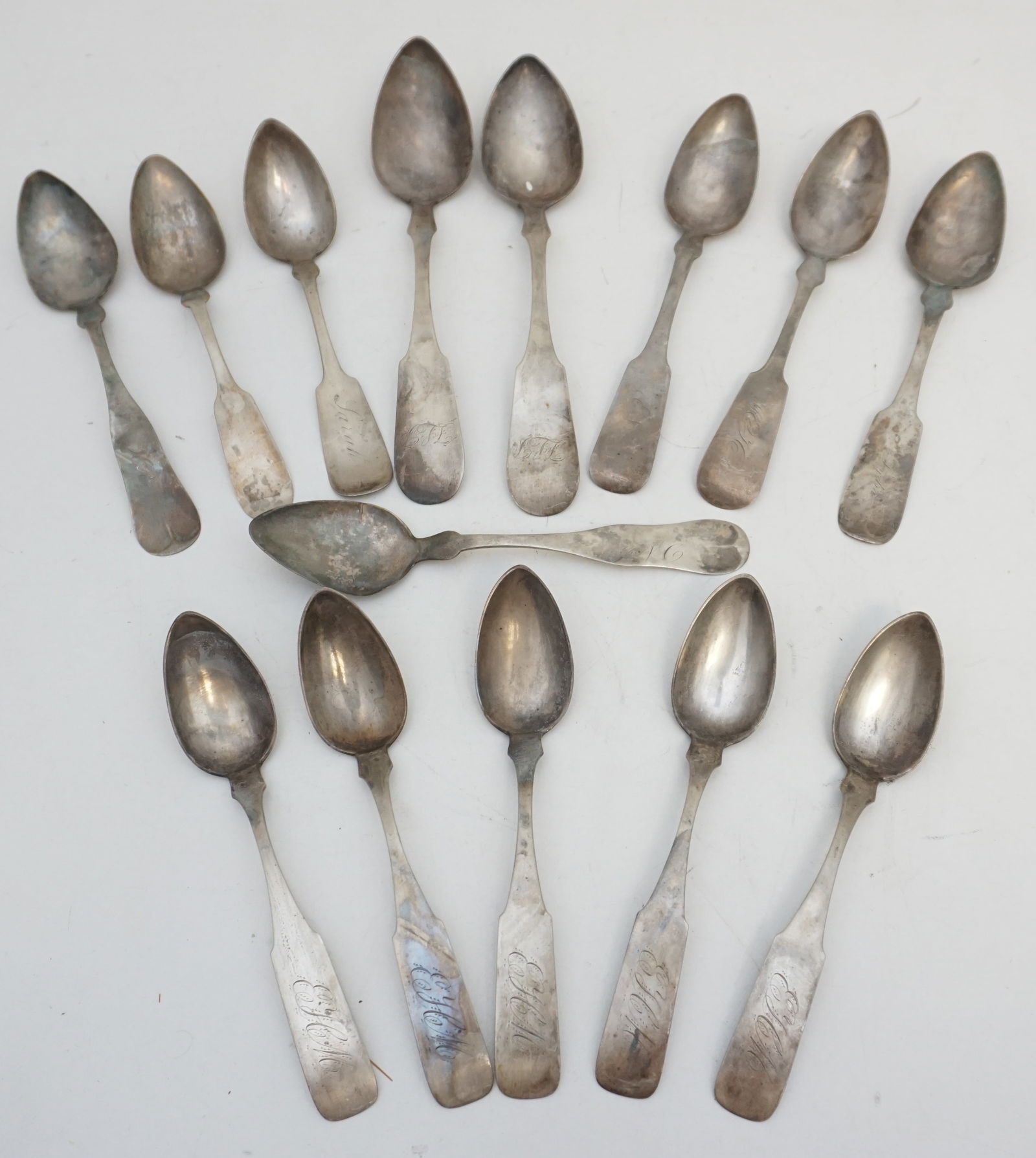 14 ANTIQUE COIN SILVER SPOONS (1 of 8)