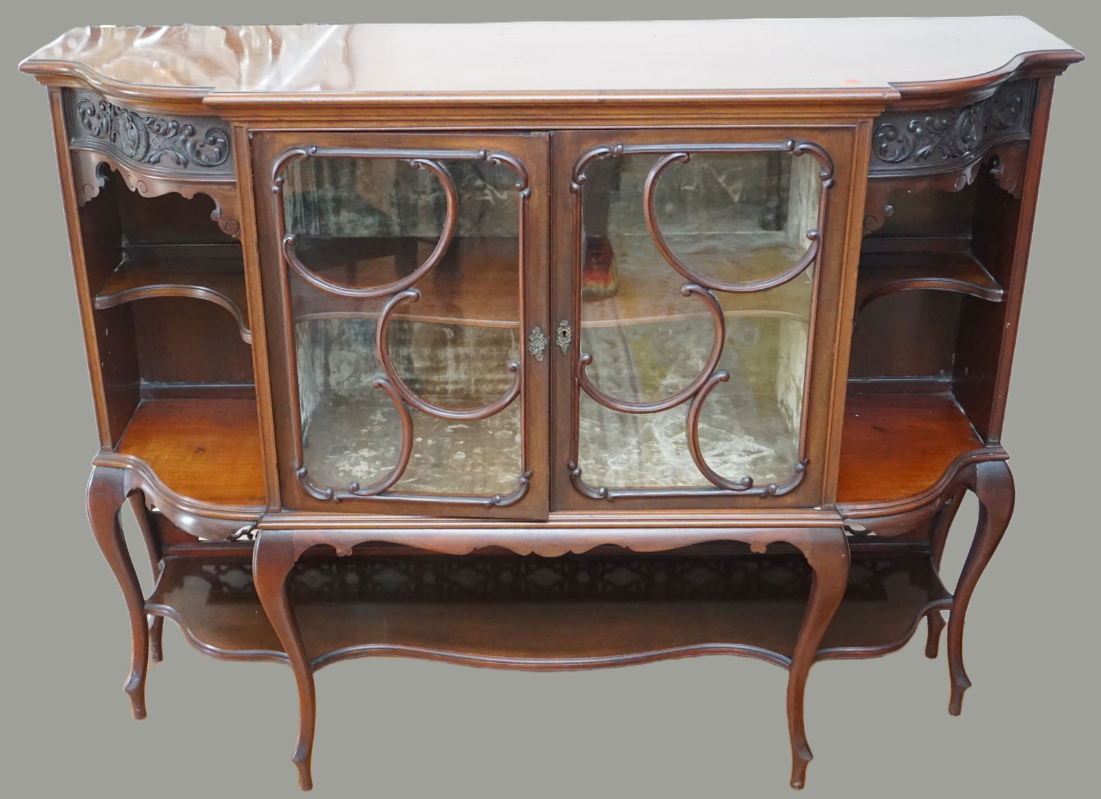 ANTIQUE MAHOGANY SIDEBOARD DISPLAY CABINET (1 of 6)