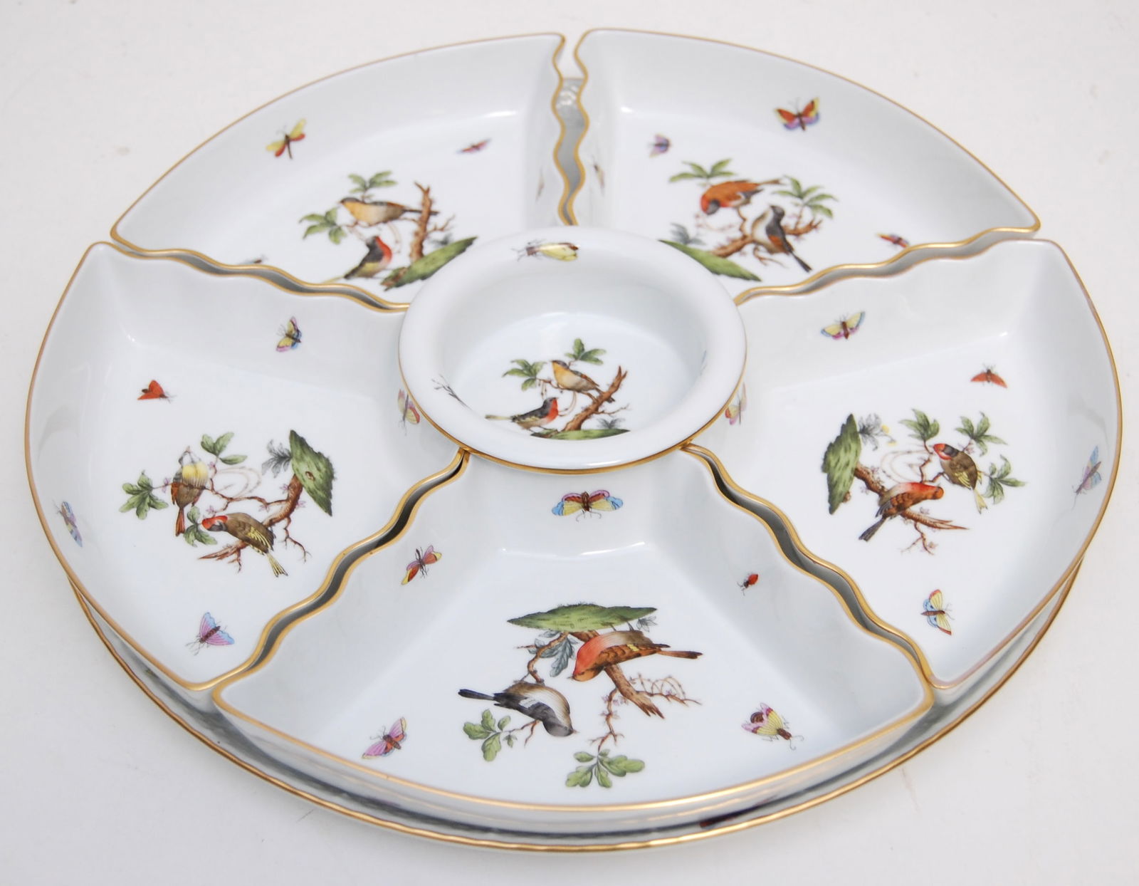 7PC HEREND ROTHSCHILD BIRD 7 PIECE HORS E OEUVRES SET (1 of 6)
