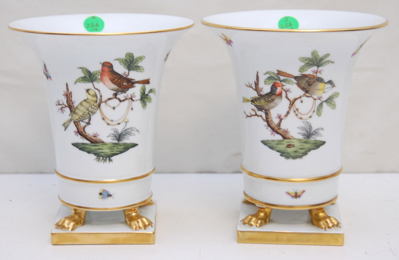 2PC HEREND ROTHSCHILD BIRD VASES (1 of 8)