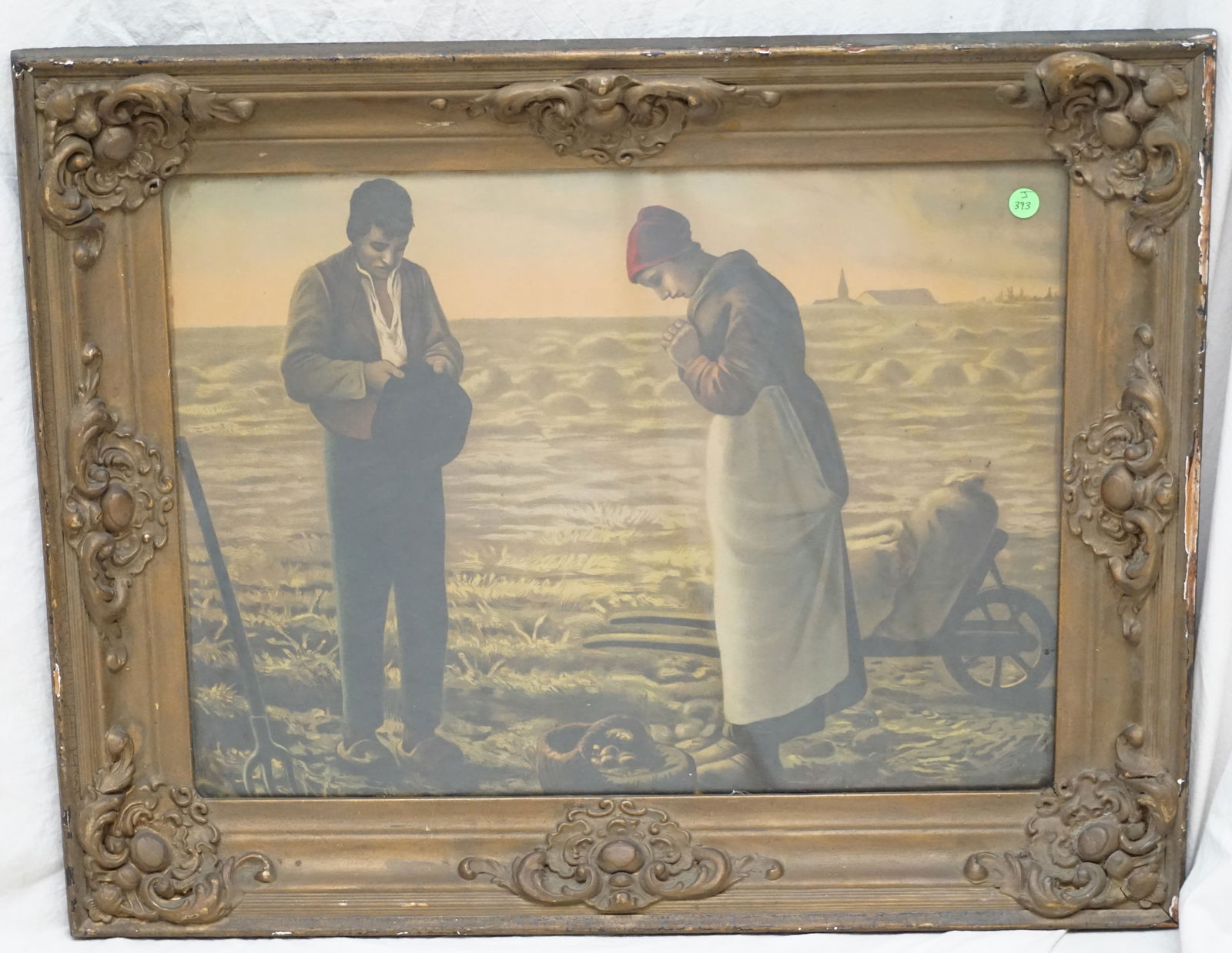 ANTIQUE LITHOGRAPH FARMER AND WIFE IN FIELD (1 of 5)
