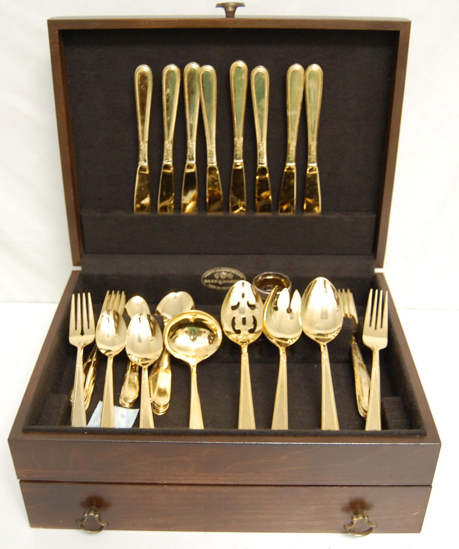STAINLESS ROGERS GOLD TONE FLATWARE SERVICE FOR 8 (1 of 4)