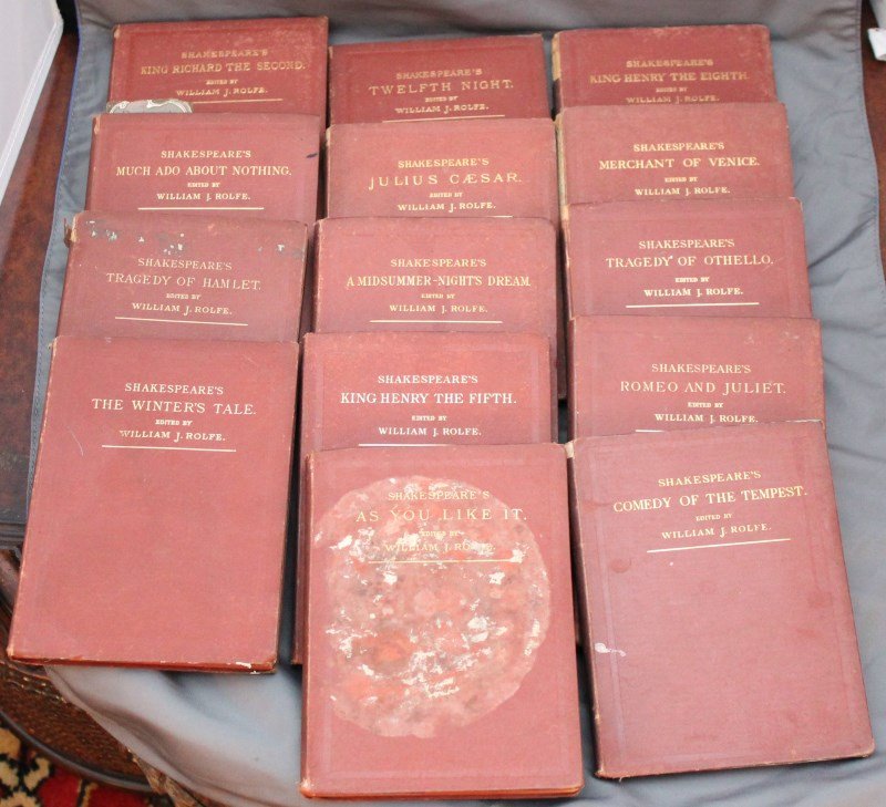 14 VOLS 1878 SHAKESPEARE WORKS - SC SENATOR W.D. PORTER: 14 Volumes of Shakespeare's Work published in 1878-1879 by Harper & Brothers Publisher. The books were originally from the library of William Dennison Porter (Lt. Governor during the Civil War - One o
