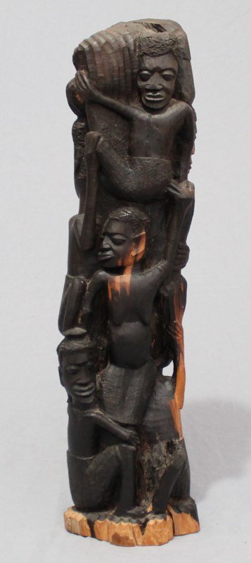 LARGE AFRICAN BLACKWOOD SCULPTURE TREE OF LIVE TANZANIA: Large Older African Blackwood Tree of Life Sculpture c. 1946-1950 from the Makonde tribe in Tanzania, who are famous for its authentic carvings. They are known particularly for their Trees of Life, wh