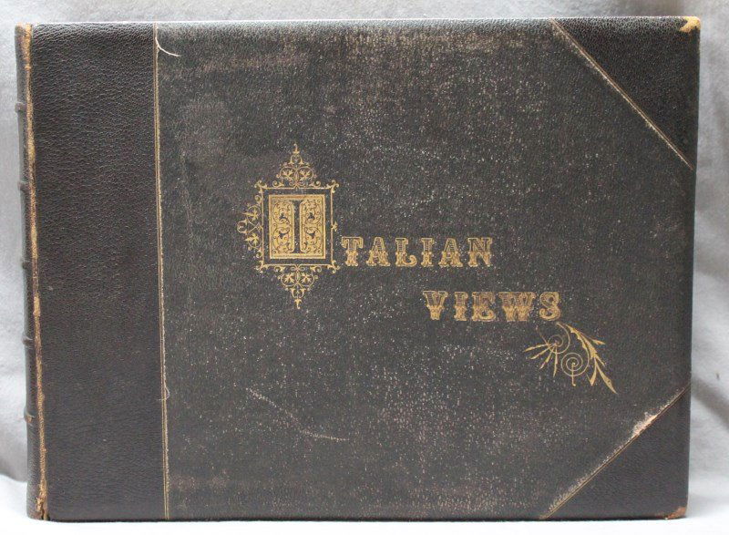 RARE 68 GIORGIO SOMMER (1834-1914) ALBUMEN PHOTO BOOK: A rare 68 large-sized format Antique Giorgio Sommer albumen prints from Italy taken during the 1860s until the 1880s. Mounted in bound album with blind embossed and golde mbossed title. Pages with min