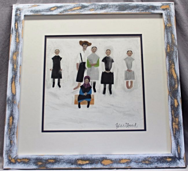 RICHARD E. HOWARD AMISH CHILDREN: Richard E. Howard (American, 1912-1996), "Amish Children", original gouache on paper, signed, framed. 13 1/2" x 13" (sight). Condition: good, not examined out of frame.- In Frame- 23" x 23" x .75". Ri