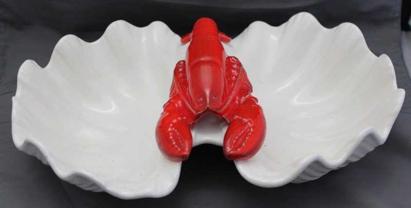 DIVIDED LOBSTER SERVING BOWL CALIFORINIA POTTERY (1 of 8)