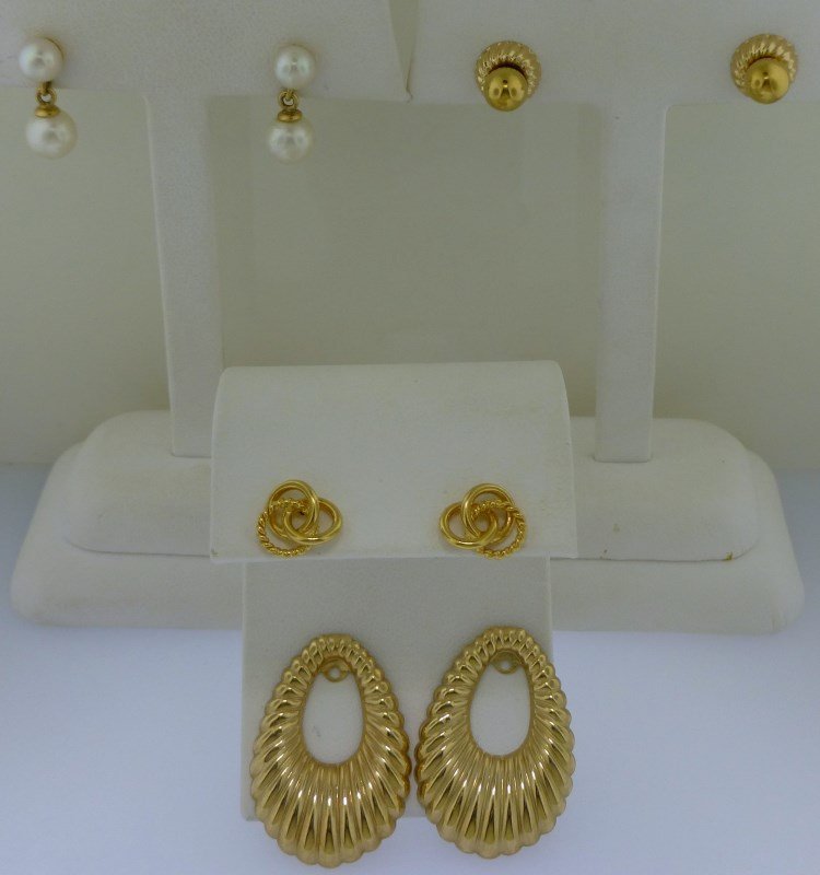 LARGE LOT OF 14K EARRINGS & JACKETS (1 of 7)