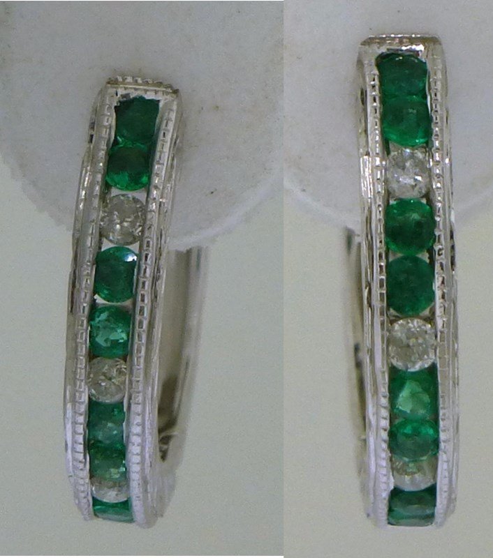 ESTATE EMERALD DIAMOND 14K EARRINGS (1 of 7)