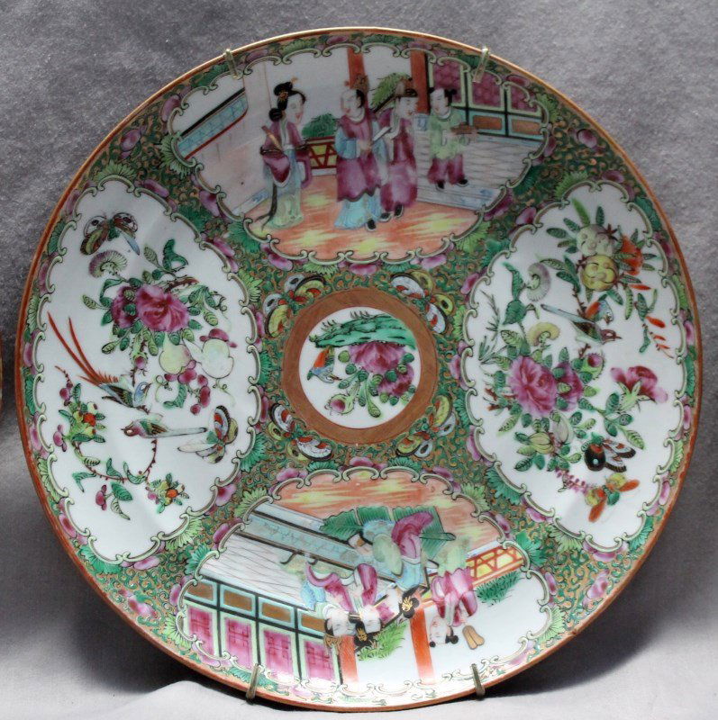5 19th c ROSE MEDALLION PLATES (1 of 10)