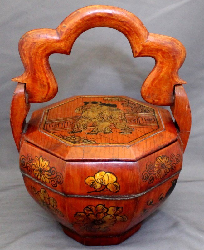 CHINESE WEDDING BASKET PAINTED AND SIGNED (1 of 10)