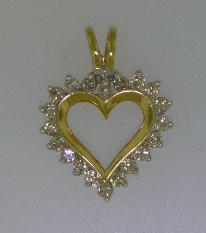 ESTATE 14K DIAMOND HEART PENDANT (1 of 5)