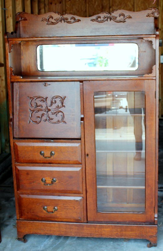 ANTIQUE OAK SECRETARY SIDE BY SIDE (1 of 9)