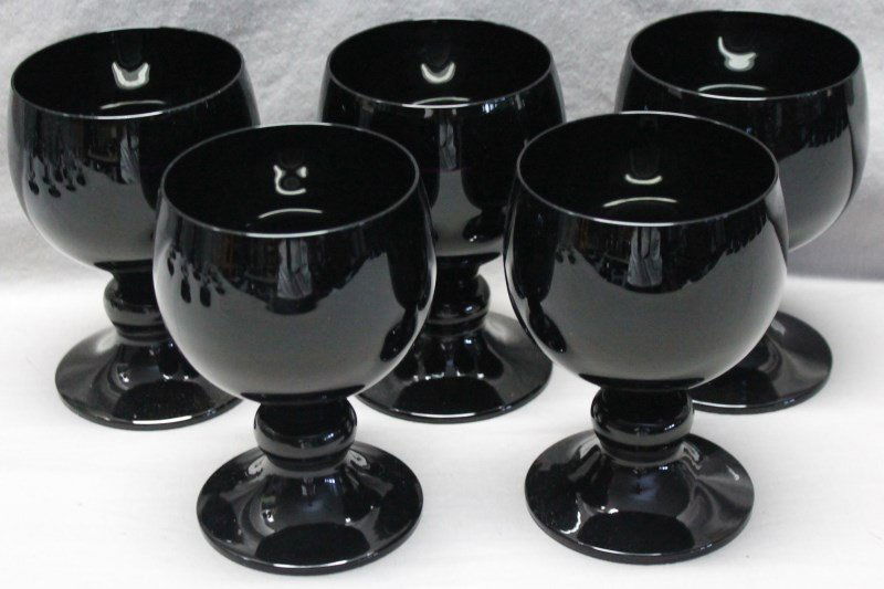 5 1930s LARGE BLACK AMETHYST GOBLETS (1 of 5)