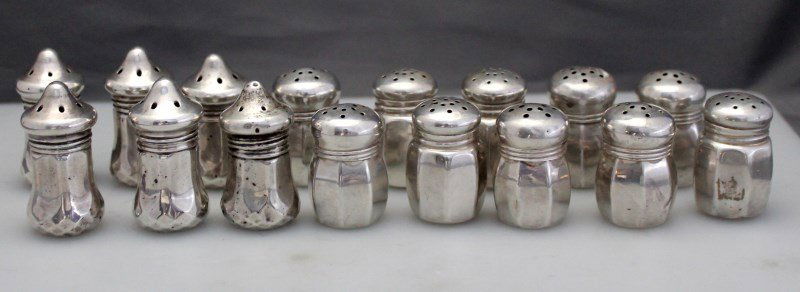 16 pc STERLING INDIV. SALT & PEPPERS (1 of 8)