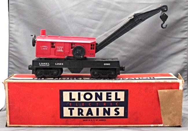 LIONEL TRAINS BUCYRUS ERIE CRANE CAR No. 6560: 1955 Lionel Lines Bucyrus Erie Crane Car 6560 with the original Box The Lionel Bucyrus Erie Crane Car No. 6560Â was first available in 1955 and was in continual production until 1964 and was again r