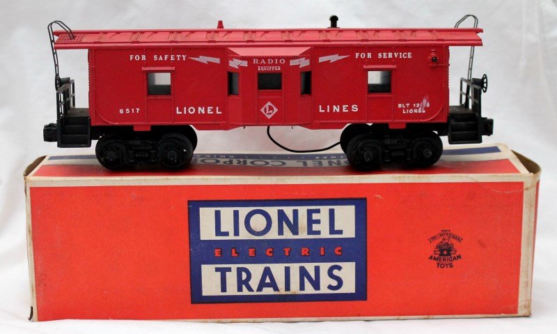 LIONEL 6517 BAY WINDOW CABOOSE W/ORIG BOX: Lionel Bay Window Caboose with the Original Box. The 6517 Caboose was manufactured in the late 1950s and was Lionel's top-of-the-line caboose for their O gauge line. Based upon looks, the bay window c