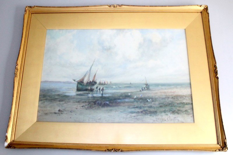 J.HUGHS CLAYTON 19th c. NAUTICAL WATERCOLOR WALES (1 of 10)