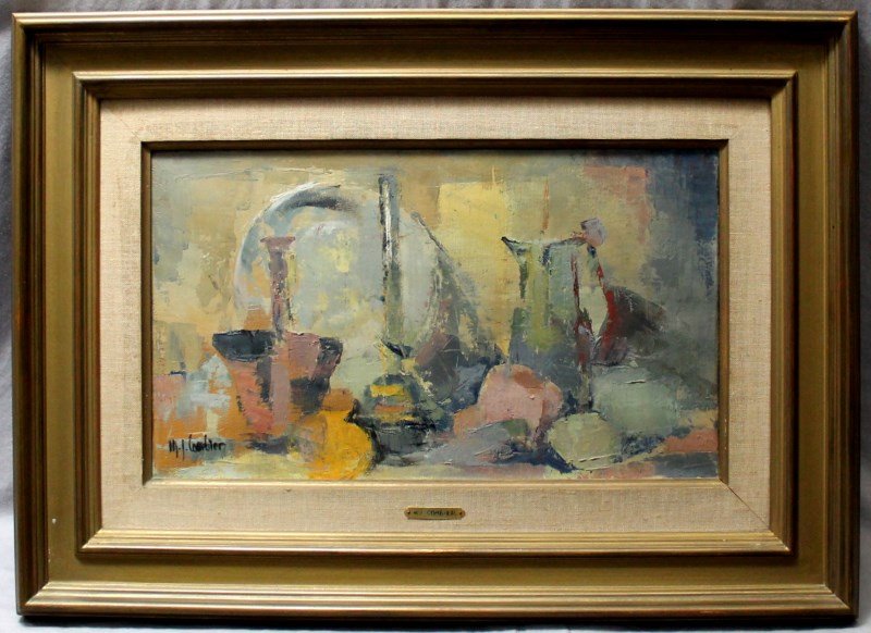 M.J. COMBIER FRENCH OIL ON CANVAS STILL LIFE (1 of 8)