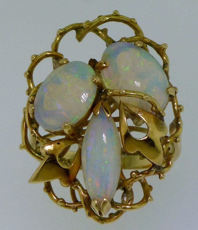 14KT GOLD OPAL DINNER / COCKTAIL RING (5.80 GRAMS) (1 of 5)