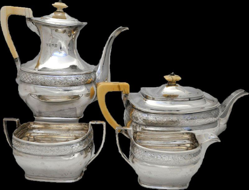 SCOTTISH STERLING SILVER TEA SERVICE / SET - R.W. (1 of 9)