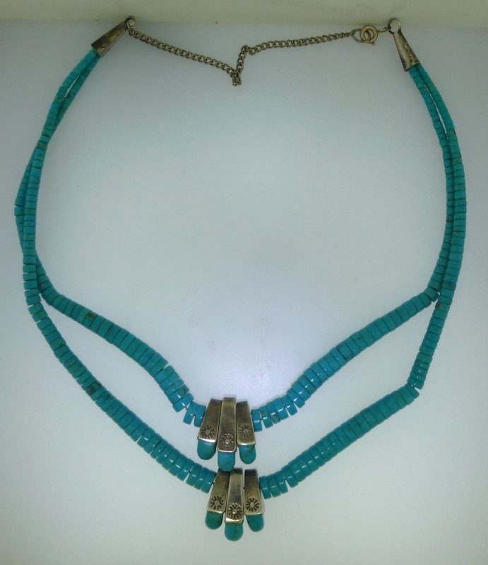 TURQUOISE DOUBLE STRAND NECKLACE (38.90 GRAMS) (1 of 6)