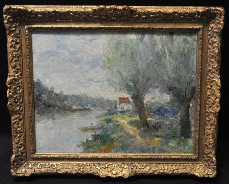 ORIGINAL FRENCH POST-IMPRESSIONIST BORD DE RIVIERE OIL (1 of 9)
