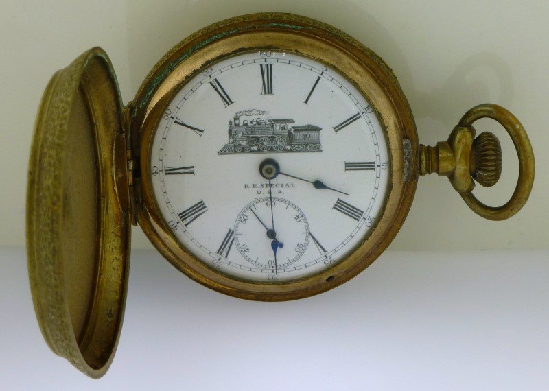 R.R. SPECIAL CHOO CHOO FACE HUNTER CASE POCKET WATCH (1 of 9)