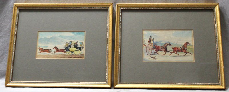 2 ENGLISH EQUESTRIAN 19th c ORIGINAL WATERCOLORS (1 of 7)