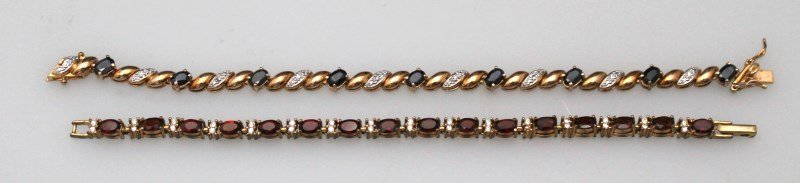 2 GOLD PLATED GEMSTONE BRACELETS (1 of 5)