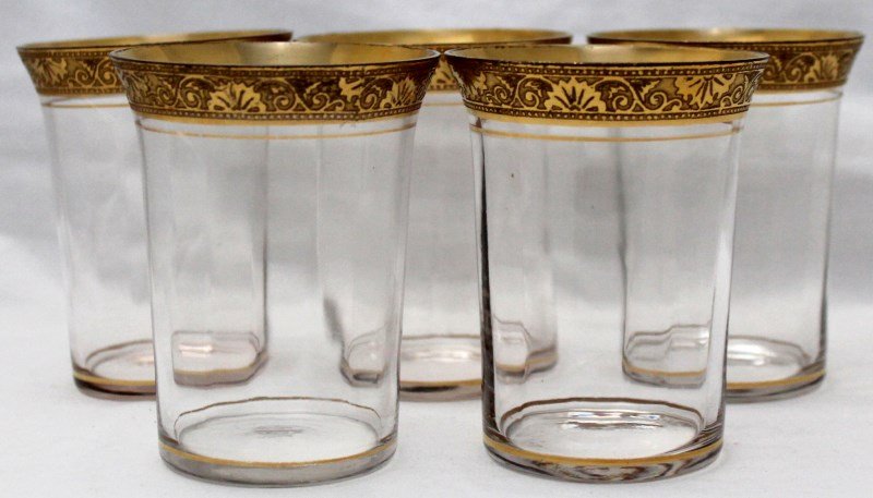 5 GOLD ENCRUSTED MORGANTOWN 7586 OPTIC TUMBLERS (1 of 6)